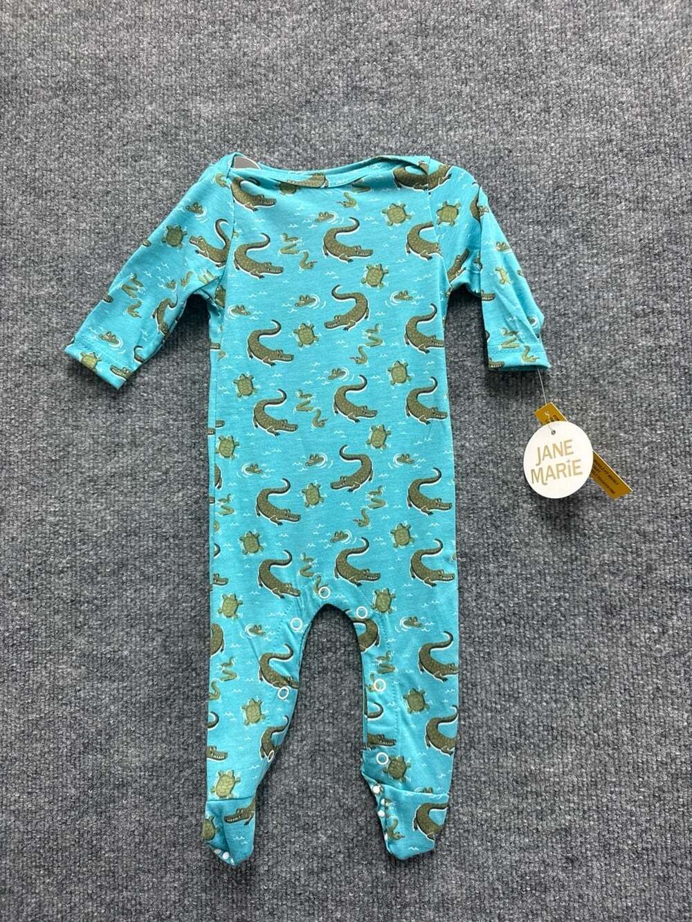 Jane Marie Gator and Turtle Newborn Bamboo Footie Pajamas